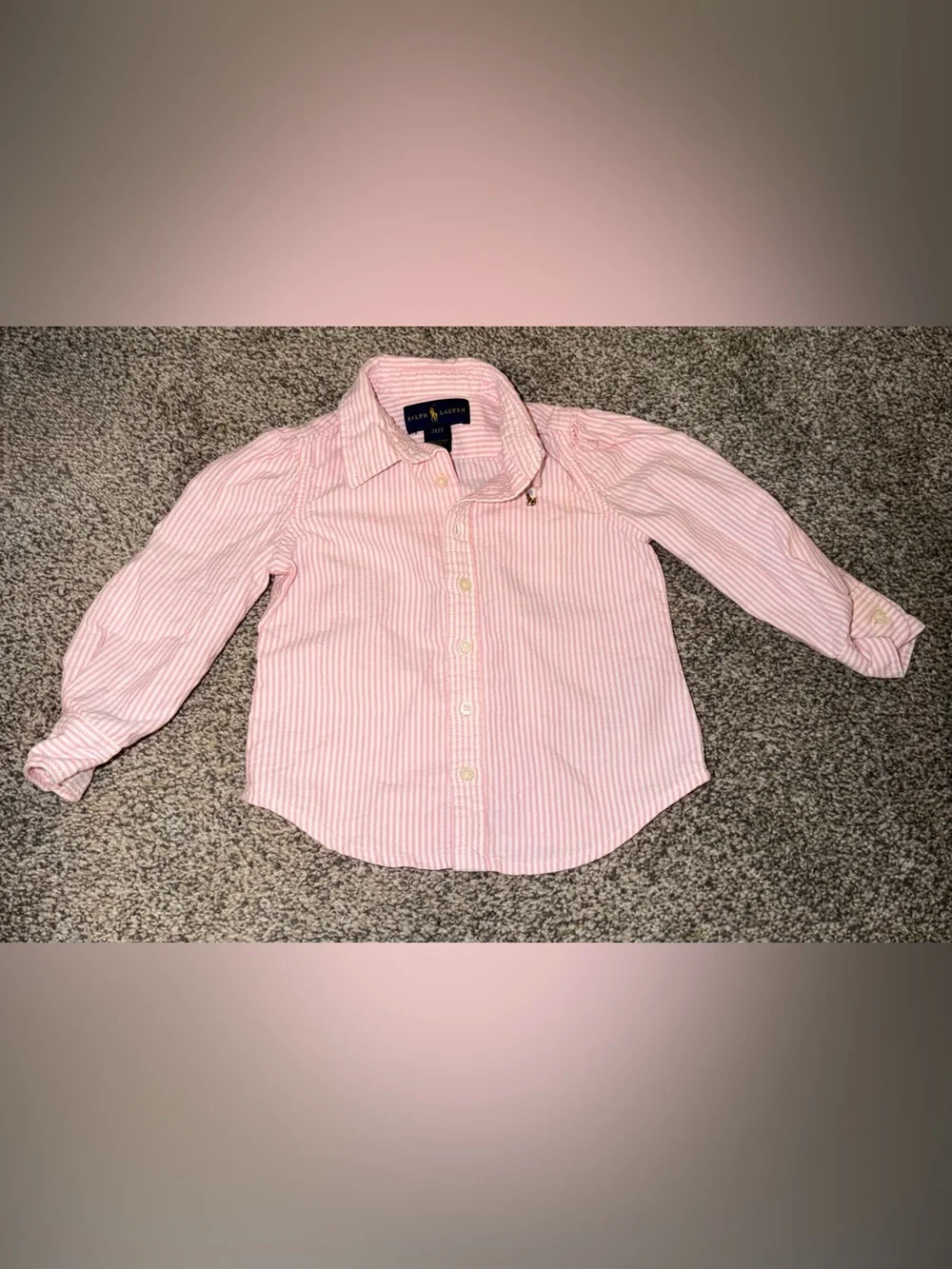 Ralph Lauren Pink & White Striped Button-Down Shirt for Kids